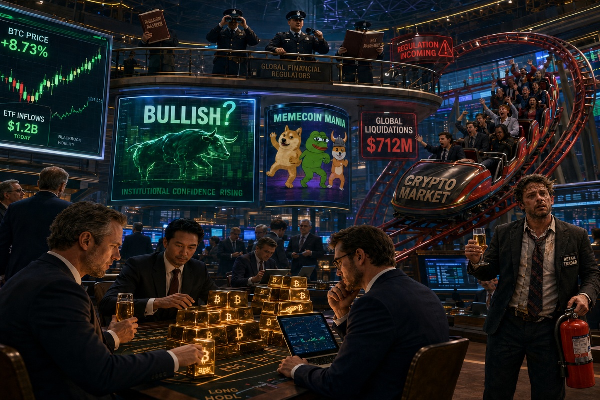 Crypto Market Balances Optimism and Fear as Institutions Buy While Regulators Watch Closely